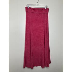 LulaRoe Size Medium Fold over Waist Maxi Skit Pink Modest Stretchy Comfort